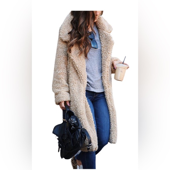 Jackets & Blazers - NWT‼️Women's Fluffy Fleece Long Trench Coat